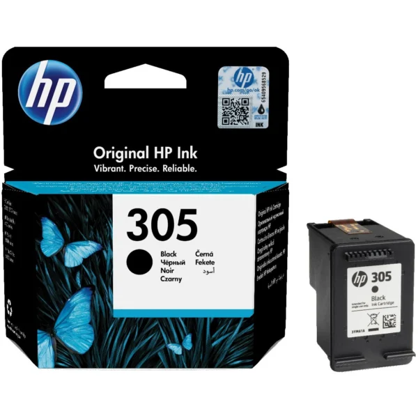 The HP 305 Black Original Ink Cartridge is a high-quality ink solution tailored to meet the printing demands of your HP printer. Engineered with precision, this genuine HP cartridge ensures sharp and clear black text for a variety of printing applications. Designed for easy installation and compatibility with a range of HP printers, the HP 305 Black Original Ink Cartridge provides a hassle-free printing experience. Whether you're producing documents for work, school assignments, or personal use, this cartridge delivers reliable performance and consistent results. Experience the advantage of using genuine HP ink technology, which is formulated to work seamlessly with your printer. The HP 305 cartridge ensures optimal print quality and longevity, providing you with professional-looking prints every time. Choose the HP 305 Black Original Ink Cartridge for its trusted quality, compatibility, and the assurance of genuine HP ink. Enjoy the convenience of easy replacement and the confidence that comes with using a reliable and authentic ink solution for your printing needs.